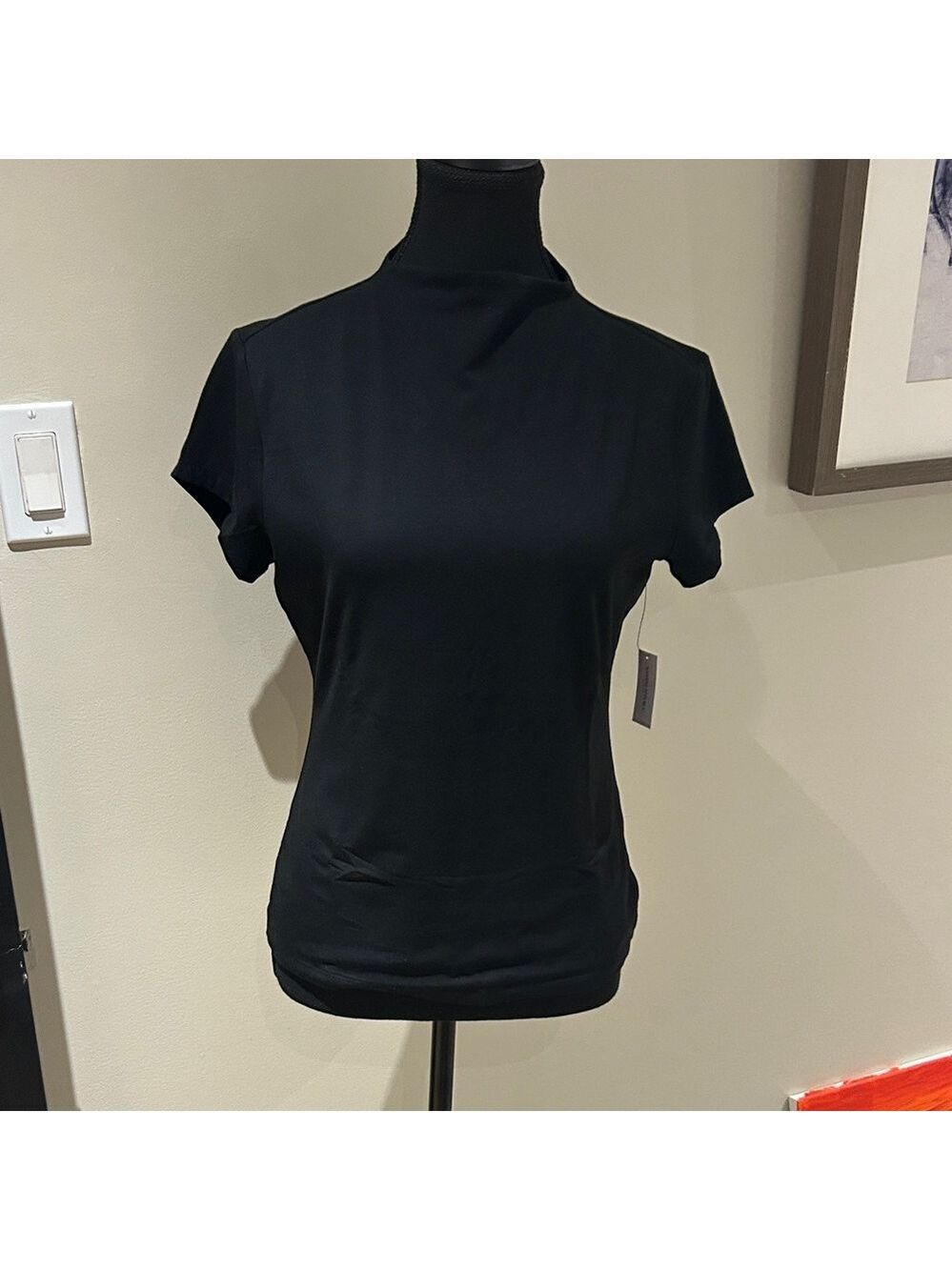 Banana Republic Black mock neck Short Sleeve Tee